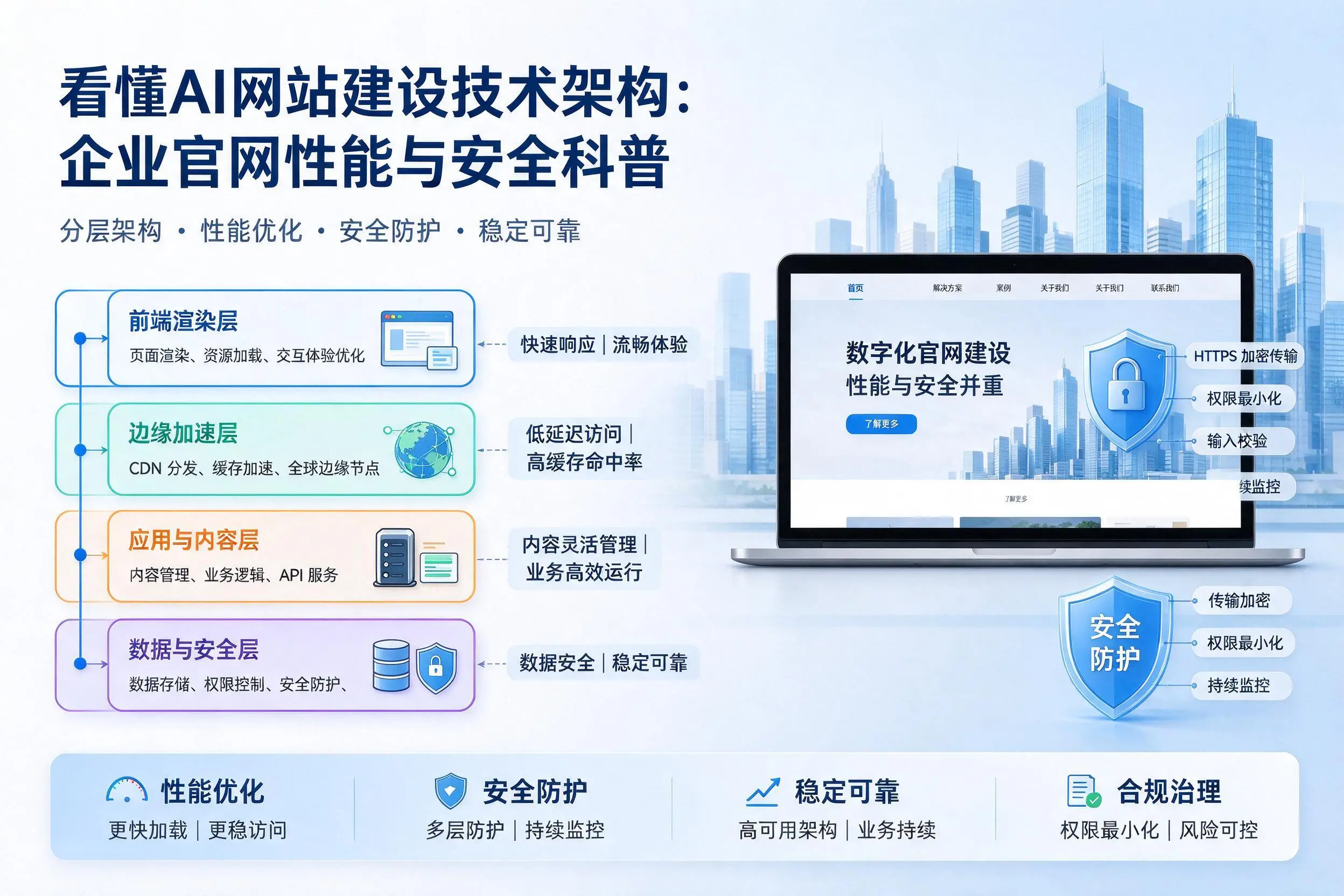 看懂AI网站建设技术架构：山东企业官网性能与安全科普