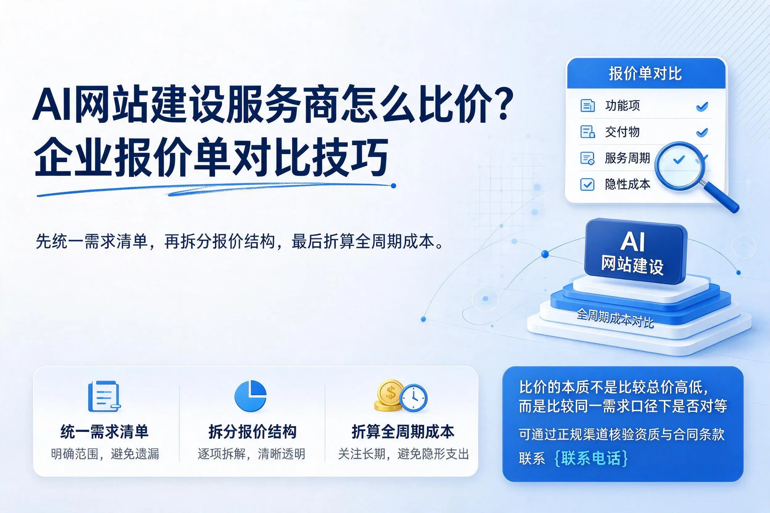 AI网站建设服务商怎么比价？山东企业报价单对比技巧
