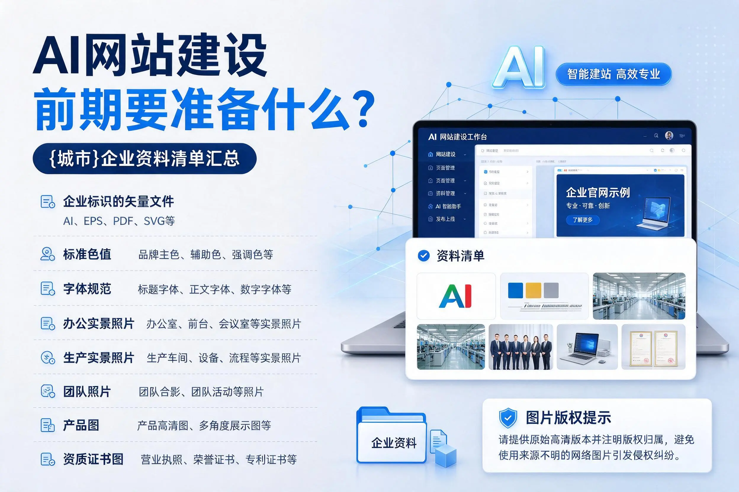AI网站建设前期要准备什么？山东企业资料清单汇总