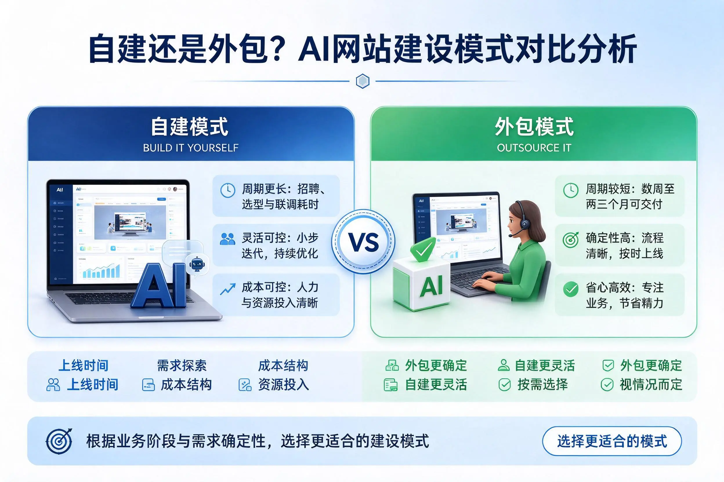 自建还是外包？山东AI网站建设模式对比分析