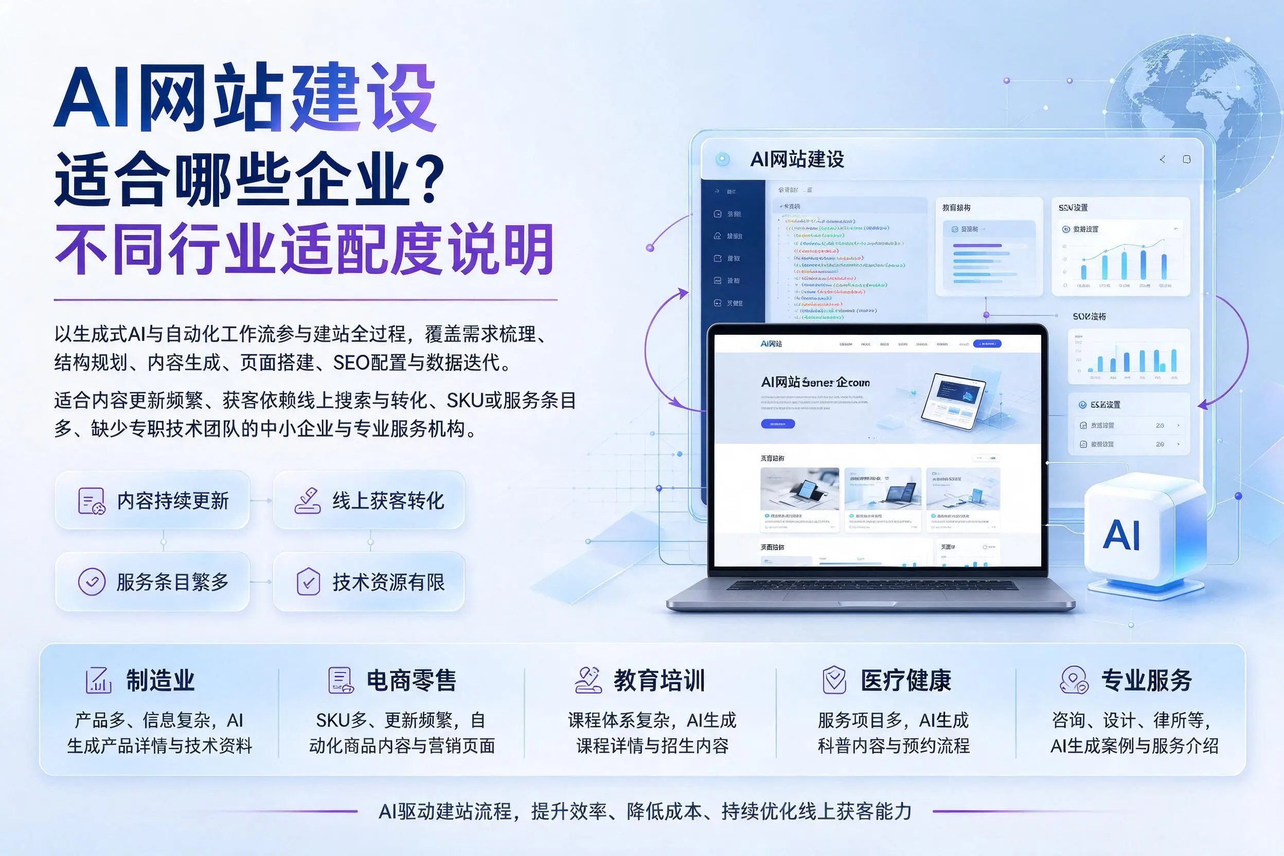 AI网站建设适合哪些企业?山东不同行业适配度说明